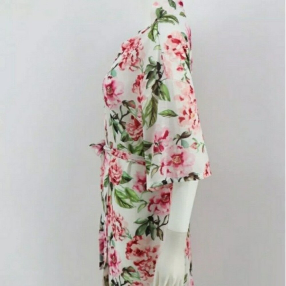 Show me your mumu pink floral Brie kimono wrap with pockets/belt SM - Picture 11 of 13